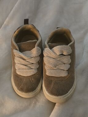 Carter's Tan Suede Kids Sneakers with Cream Laces